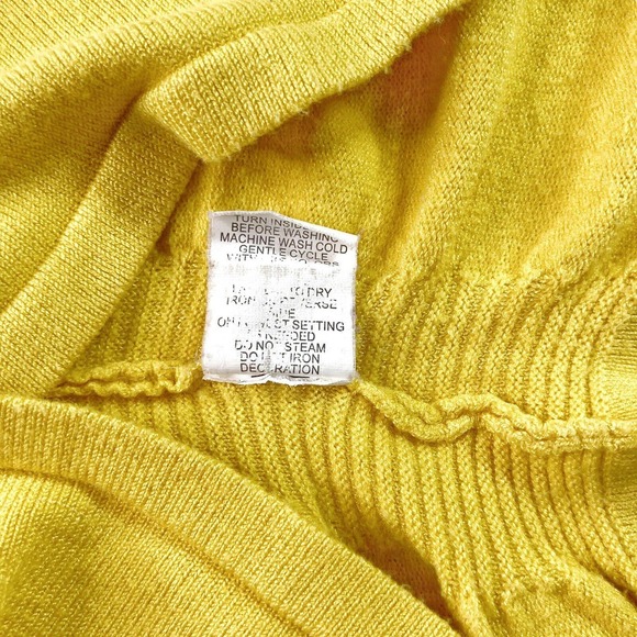 NY Collection Sz Large Women's Sweater Ruching Sleeves Sides Yellow Grommet Neck - Picture 11 of 11